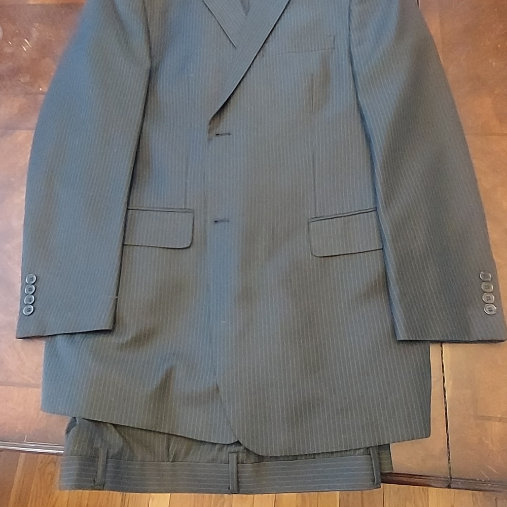 Men's Valenti Italian suit, black pinstripe